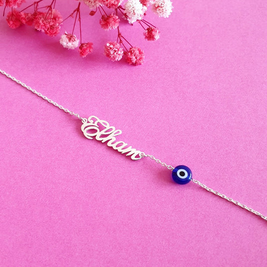 Customized Name Bracelet with Blue Eye