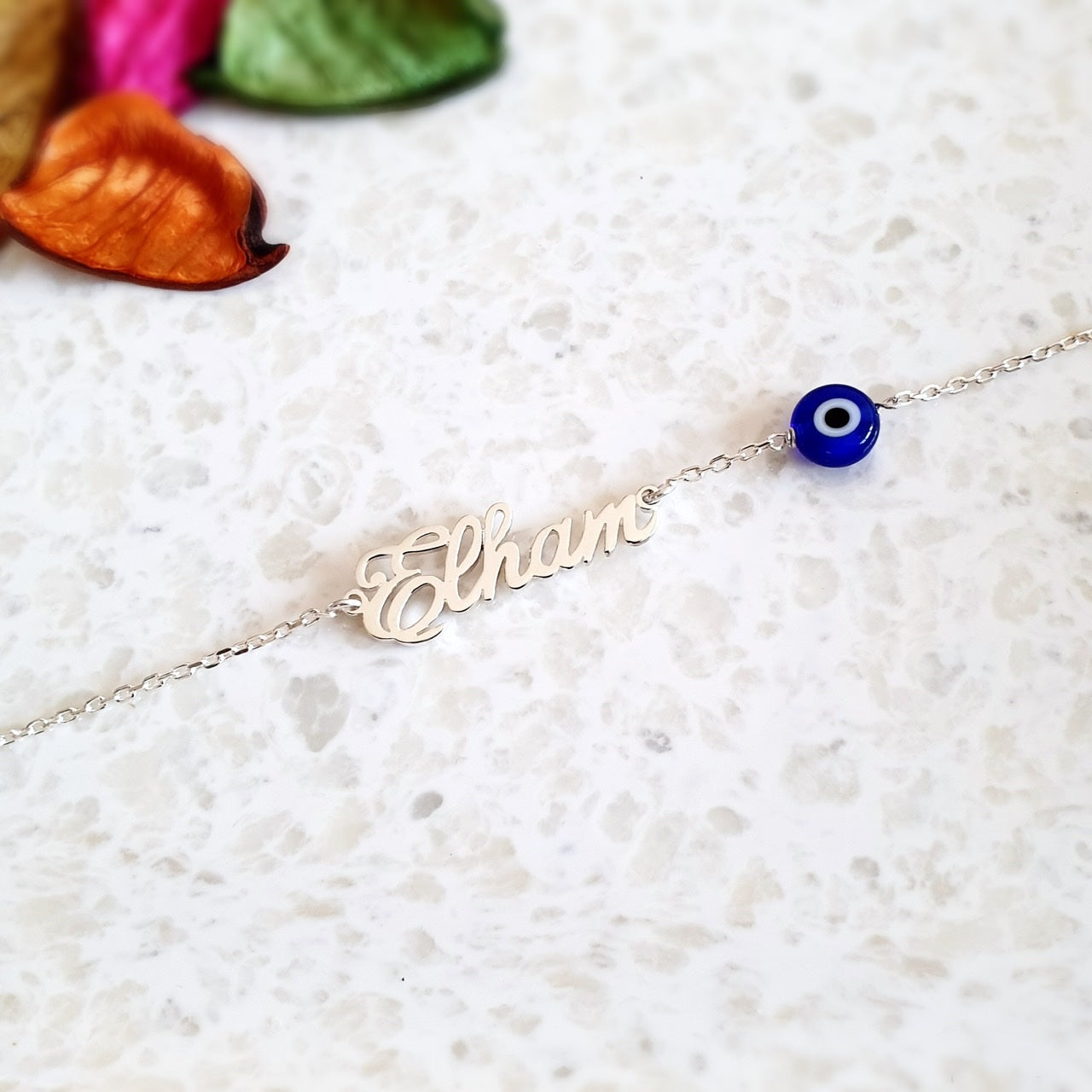 Customized Name Bracelet with Blue Eye
