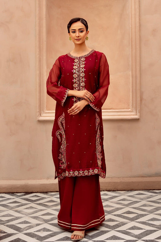 2PC - Embroidered Cotton Net