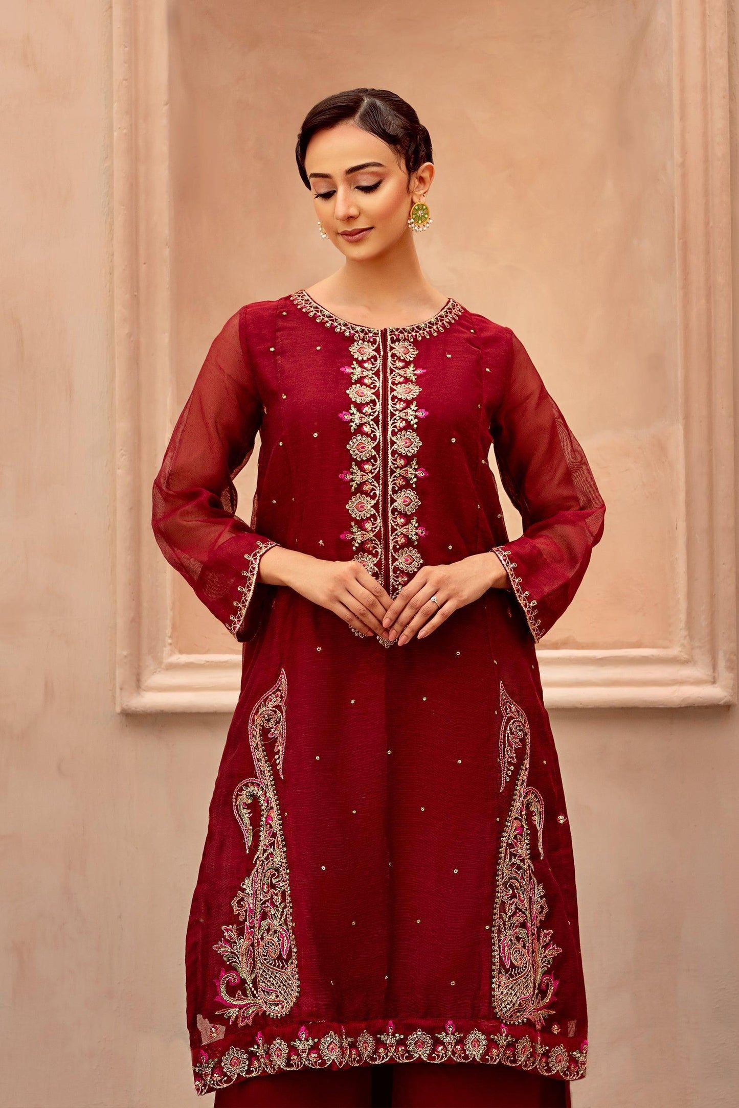 2PC - Embroidered Cotton Net