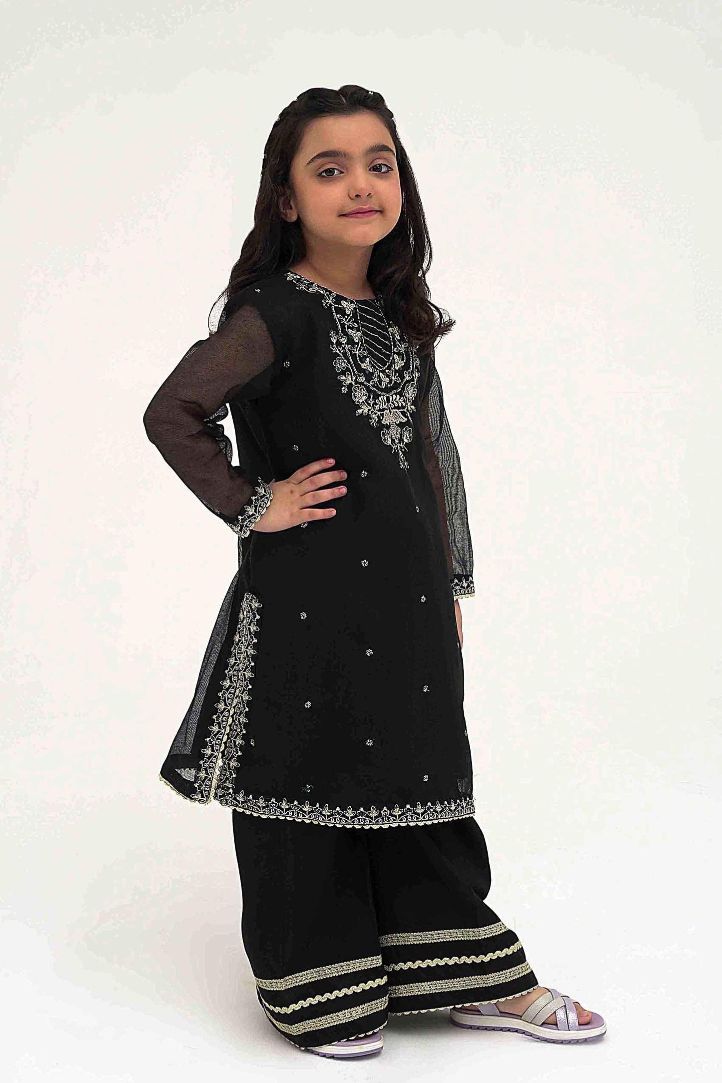 2PC Girl - Embroidered Cotton Net Suit