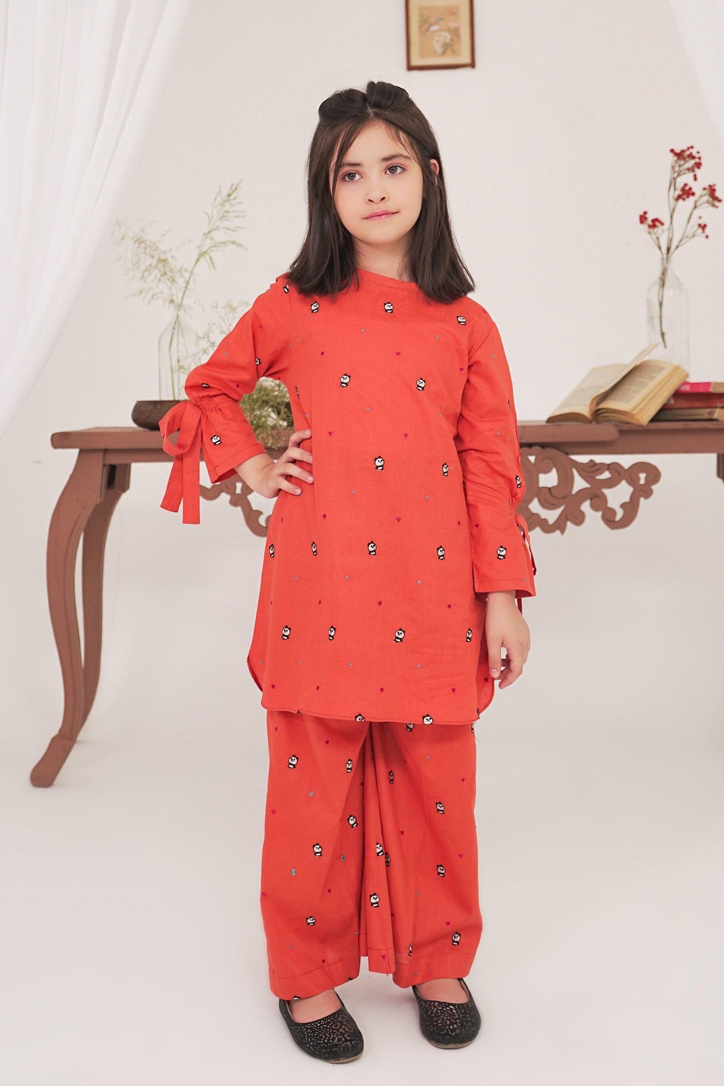 2PC Girl - Embroidered Cotton Suit