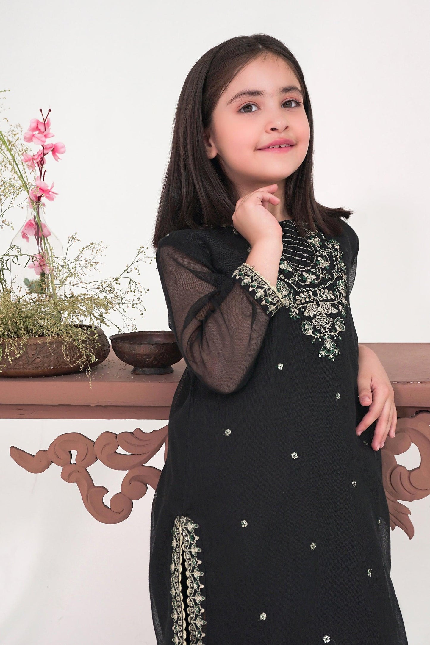 2PC Girl - Embroidered Cotton Net Suit