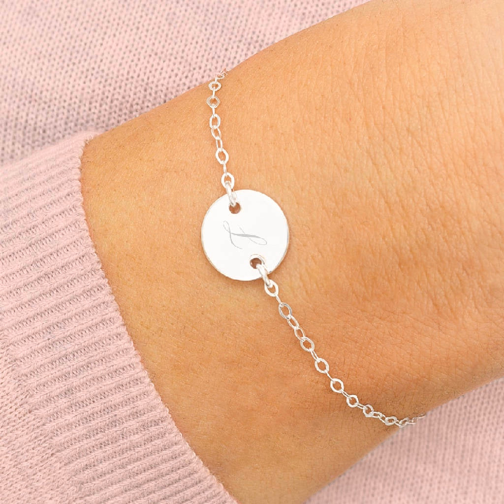 Personalized Round Disc Bracelet with Engraving