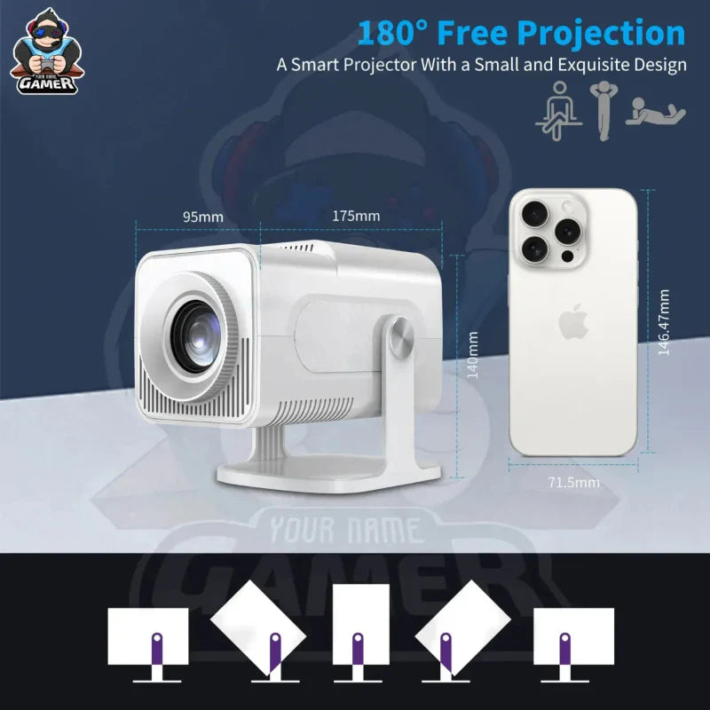 Android Projector + Built-in Gaming Console | 2 Wireless Controllers + Voice Remote | HCS350 MAX