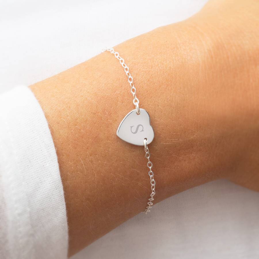 Personalized Heart Bracelet with Engraving