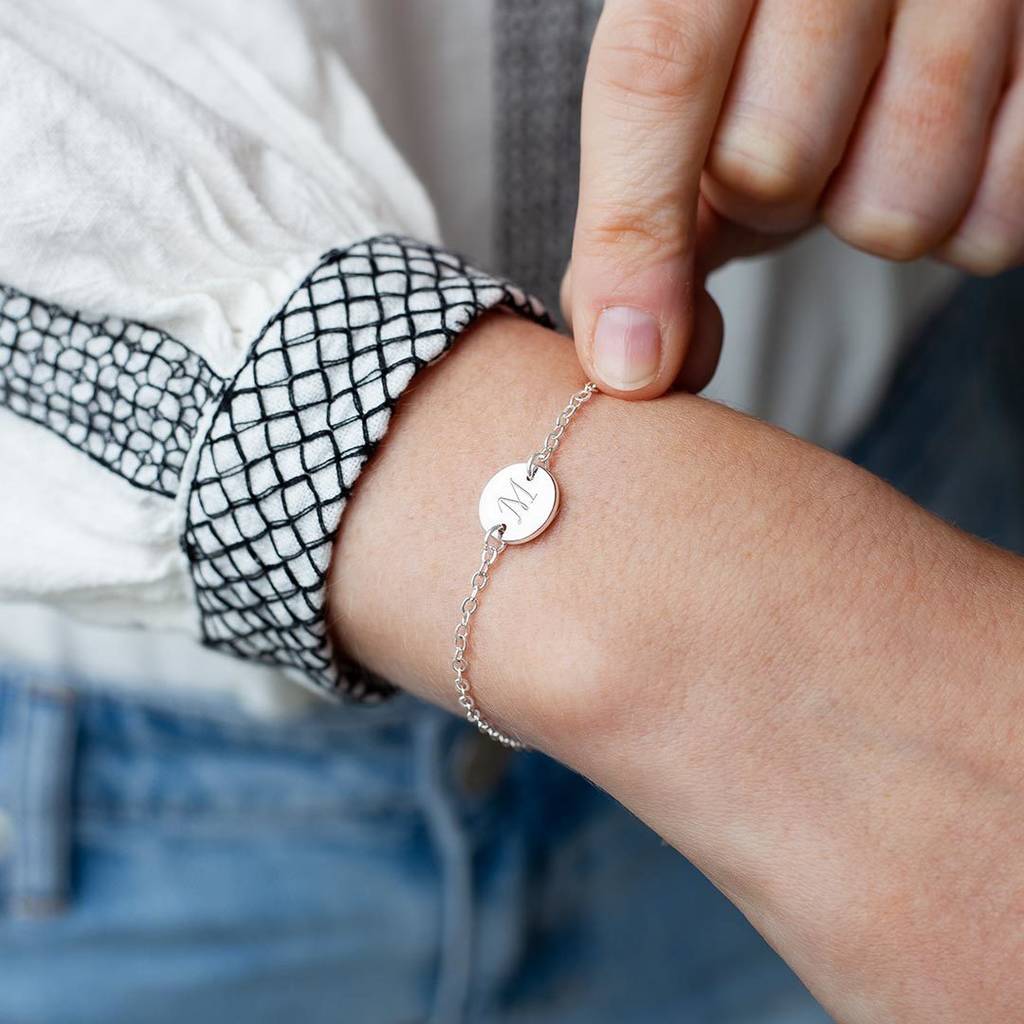 Personalized Round Disc Bracelet with Engraving