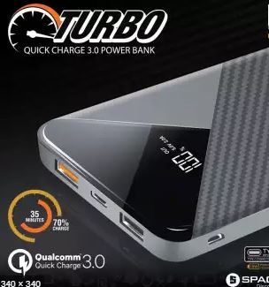 Space TURBO PD Technology 10000mAh Power Bank For Fast Charging iPhone X,XS,11- 6 Months Official Warranty