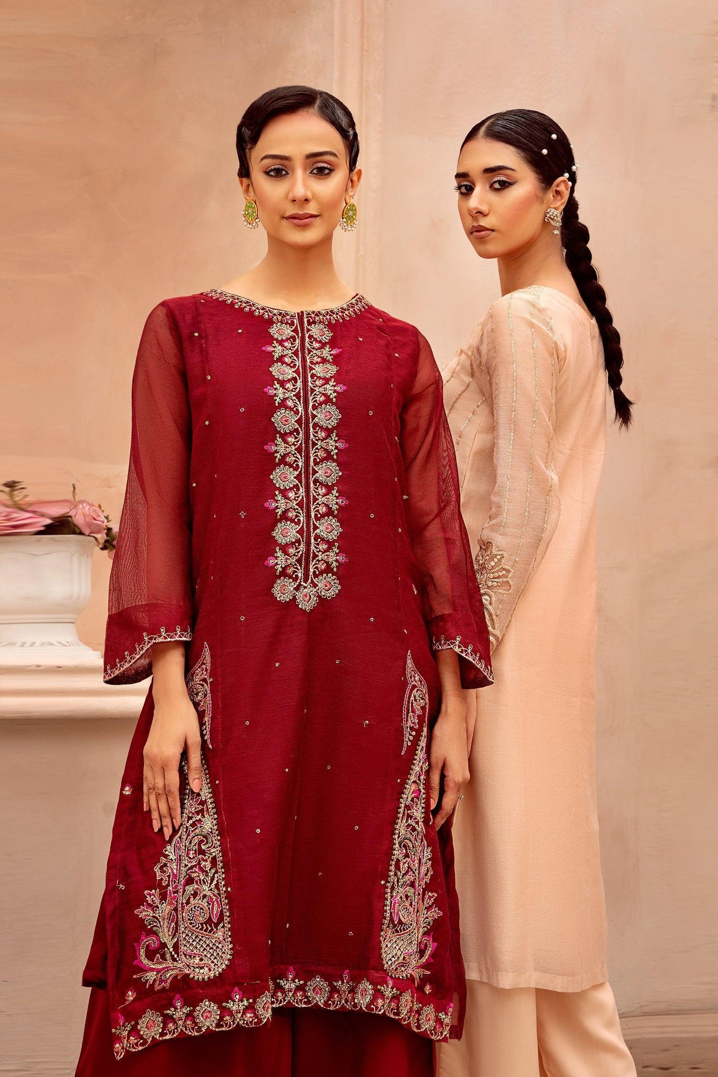 2PC - Embroidered Cotton Net