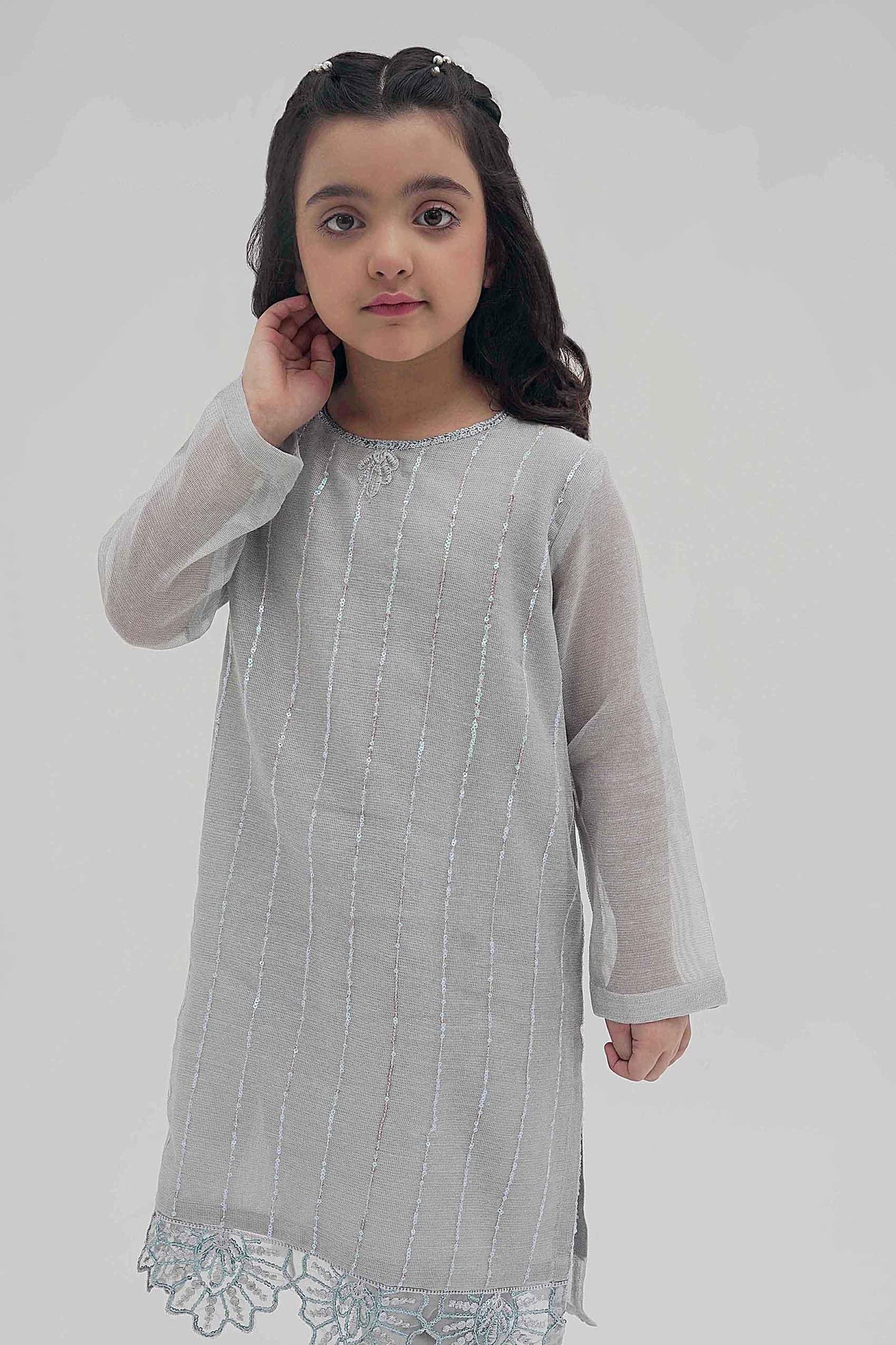 2PC Girl - Embroidered Cotton Net Suit