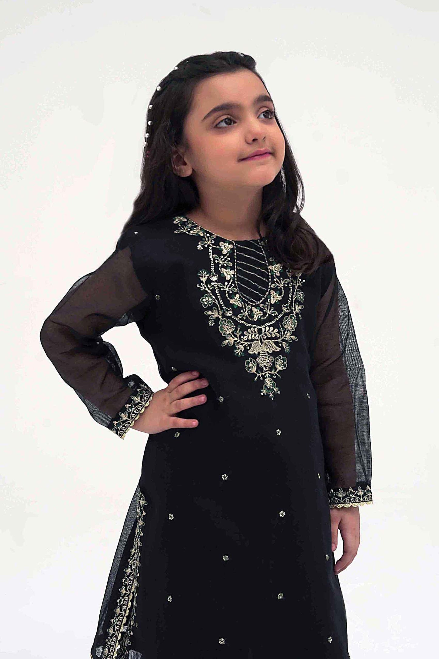 2PC Girl - Embroidered Cotton Net Suit