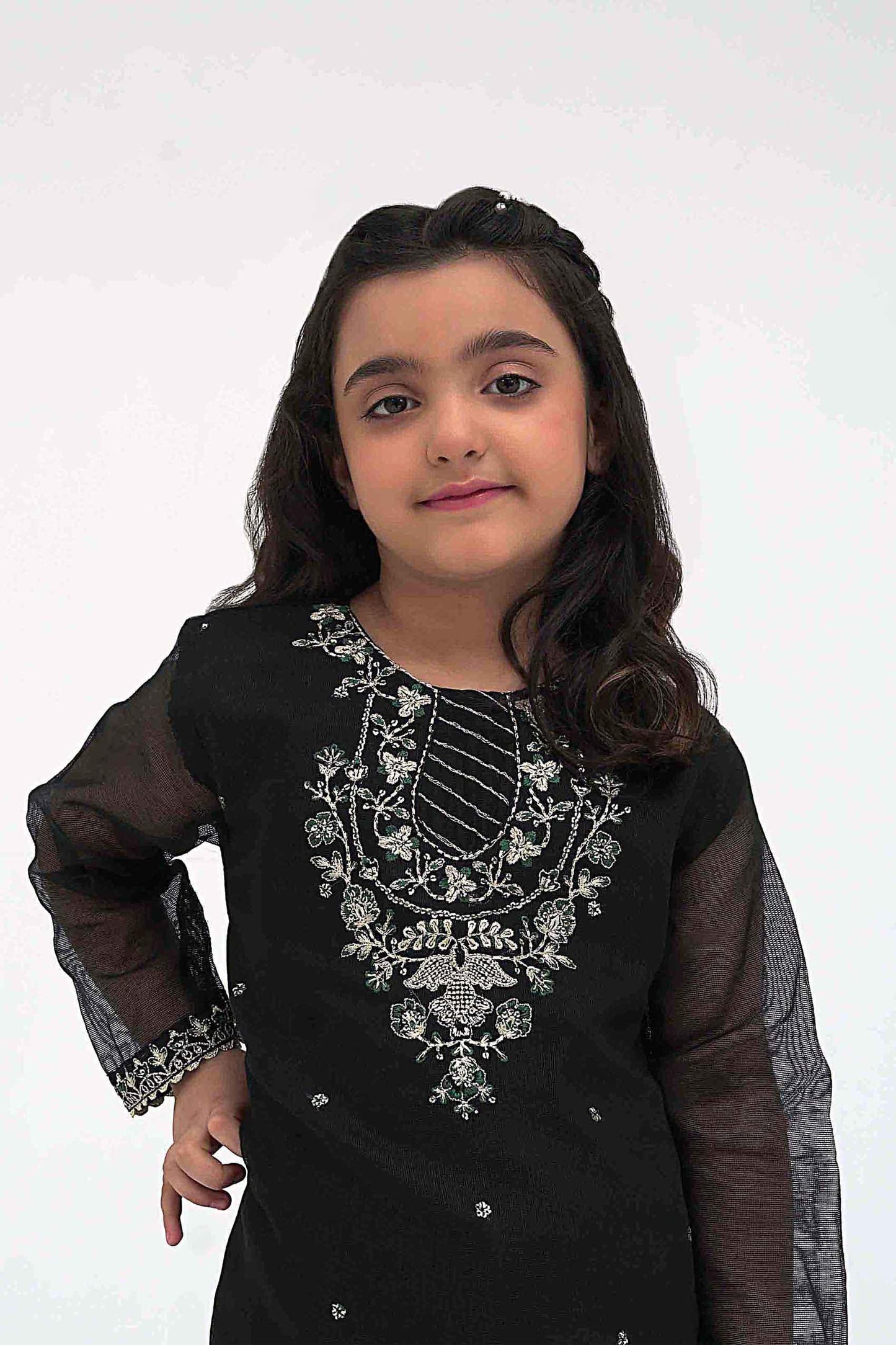 2PC Girl - Embroidered Cotton Net Suit