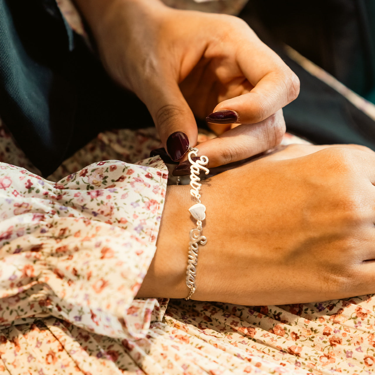 Personalized Bracelet with 2 names and Heart