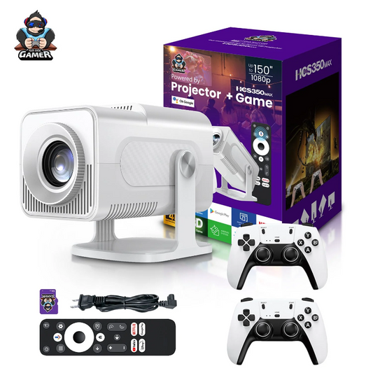 Android Projector + Built-in Gaming Console | 2 Wireless Controllers + Voice Remote | HCS350 MAX