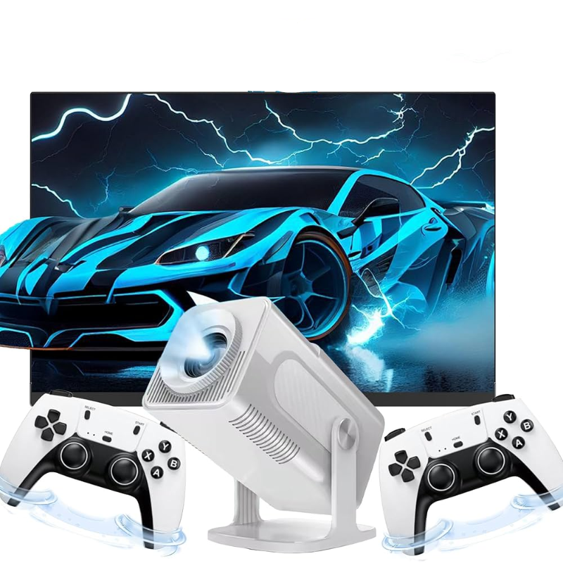 Android Projector + Built-in Gaming Console | 2 Wireless Controllers + Voice Remote | HCS350 MAX